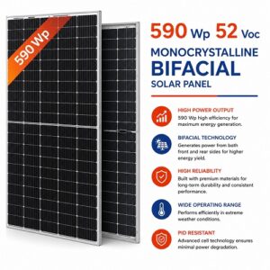 590W 52VOC Monocrystalline Bifacial Solar Panel