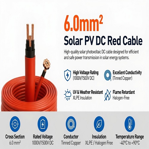 6.0mm Solar pv dc red cable